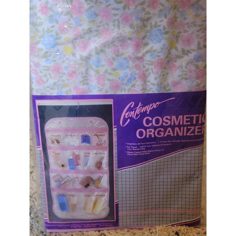 NIP Vintage 80's Contempo Cosmetic Organizer Travel Case Foldable Vinyl Floral